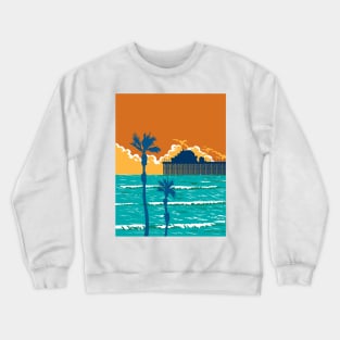 Oceanside Municipal Pier in San Diego California WPA Poster Art Crewneck Sweatshirt